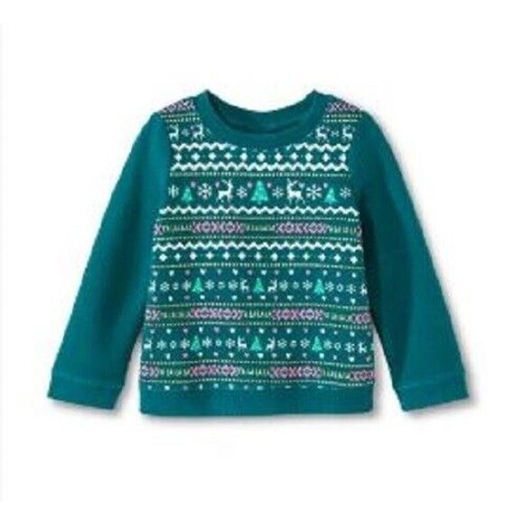 Circo Other - Baby Girls Christmas Crew Neck Sweatshirt Size 12 months Green Fair Isle Nordic